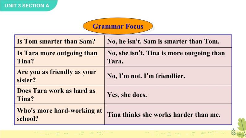 Unit 3 I‘m more outgoing than my sister Section A Grammar Focus-3c课件08