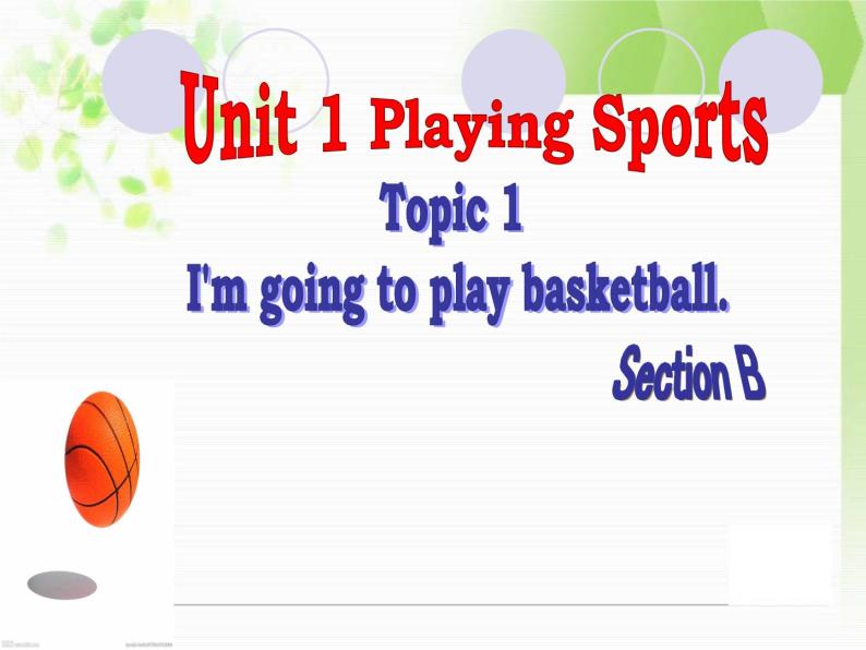 仁爱版八年级英语上册 Unit 1 Topic 1 I'm going to play basketball.   Section B 课件01