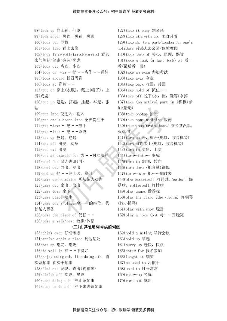 初中英语重点短语_语法_句型复习大全 学案03