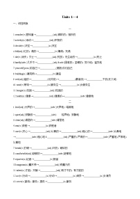 人教新目标八年级寒假英语专题01 Units 1—4