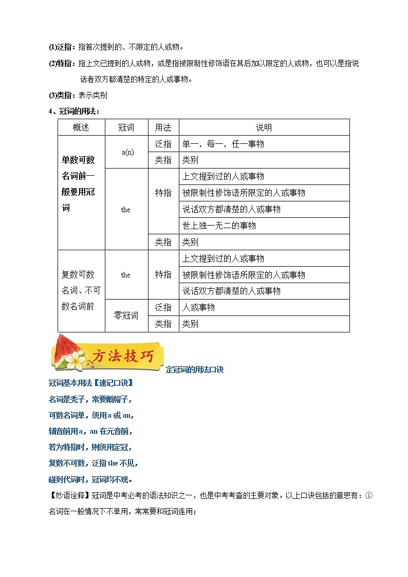 2021年中考英语总复习专题.01 冠词(考点详解)02