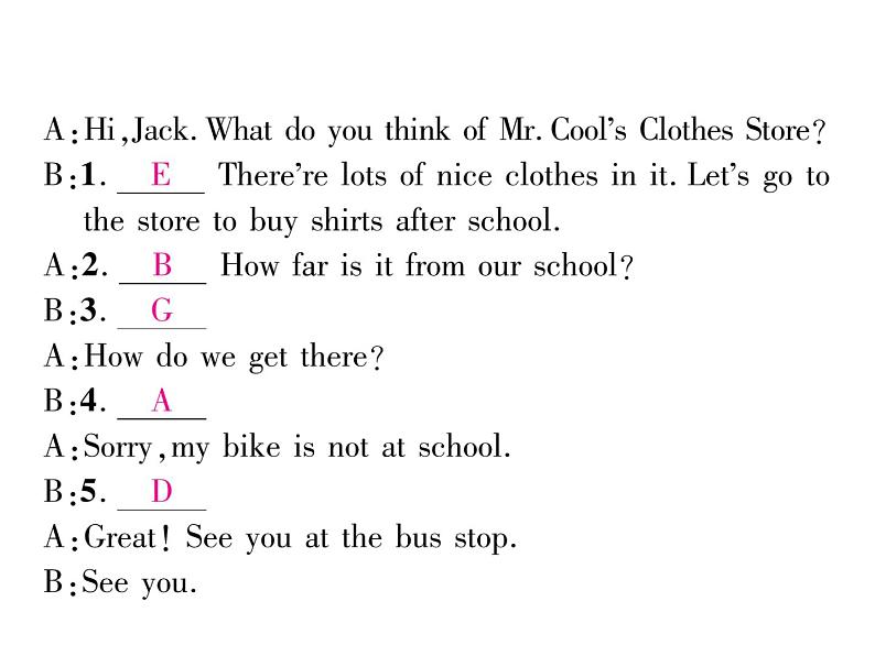 (遵义)人教版2020春七年级英语下册习题课件:Unit3 How do you get to school?单元综合能力自测(共24张PPT)第6页