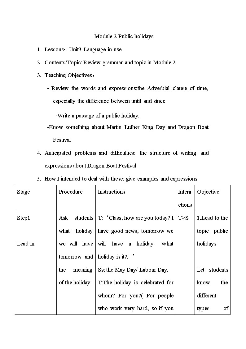 外研版九年级上册英语 Module 2 unit3 Language in use.教案01