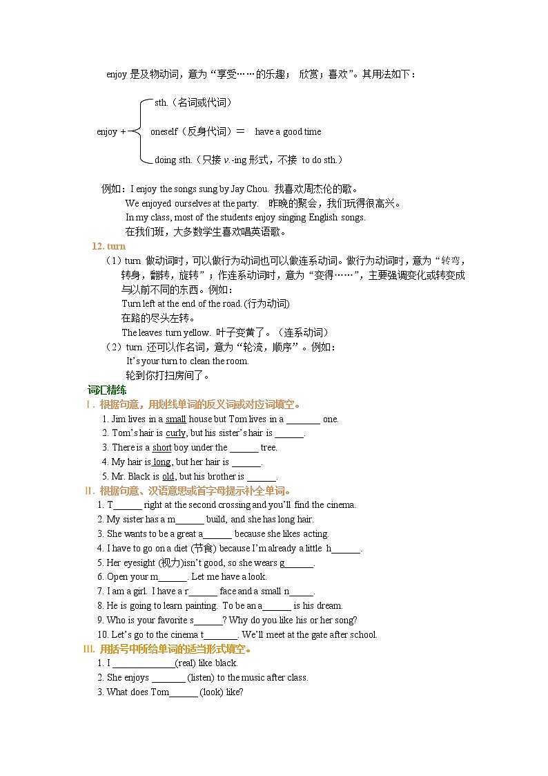 Unit 9 What does he look like词汇精讲精练03