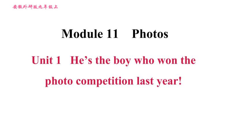 外研版九年级上册英语课件 Module 11 Unit 1 He's the boy who won the photo competition last year!01