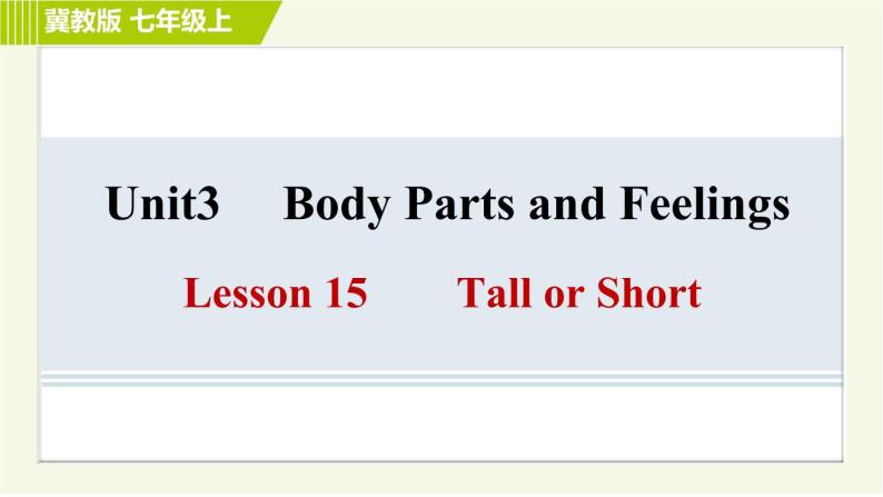 冀教版七年级上册英语习题课件 Unit3 Lesson 15 Tall or Short01