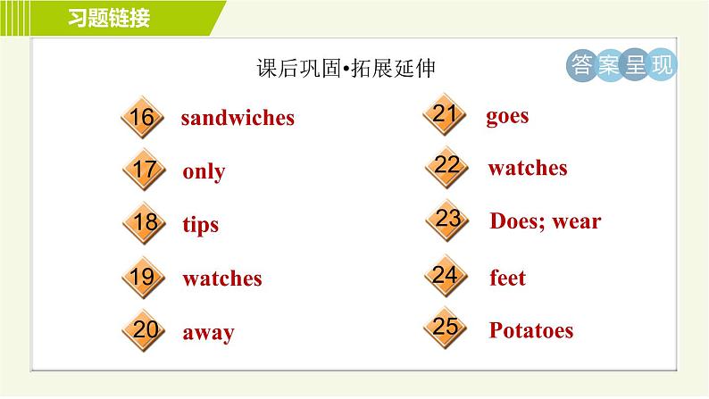 冀教版七年级上册英语习题课件 Unit4 Lesson 24 Eat Good Food!05