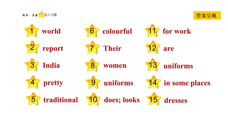 冀教版七年级上册英语习题课件 Unit2 Lesson 11　　Clothes around the World02