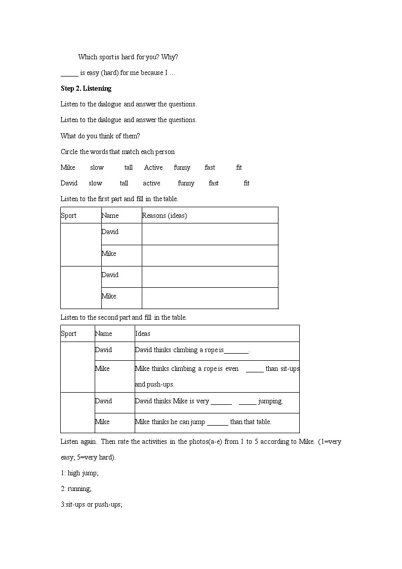 Lesson 7 Time to Exercise 教案第3页