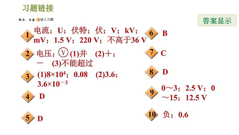 华师版八年级下册科学习题课件 第4章 4.3.2 电源电压 电压表002