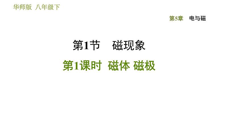 华师版八年级下册科学习题课件 第5章 5.1.1 磁体 磁极001