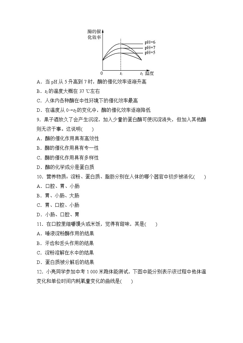 备战2022 中考科学 一轮复习 第2部分 第6讲 人体的物质和能量转换(一)—巩固练习 (学生版)第3页