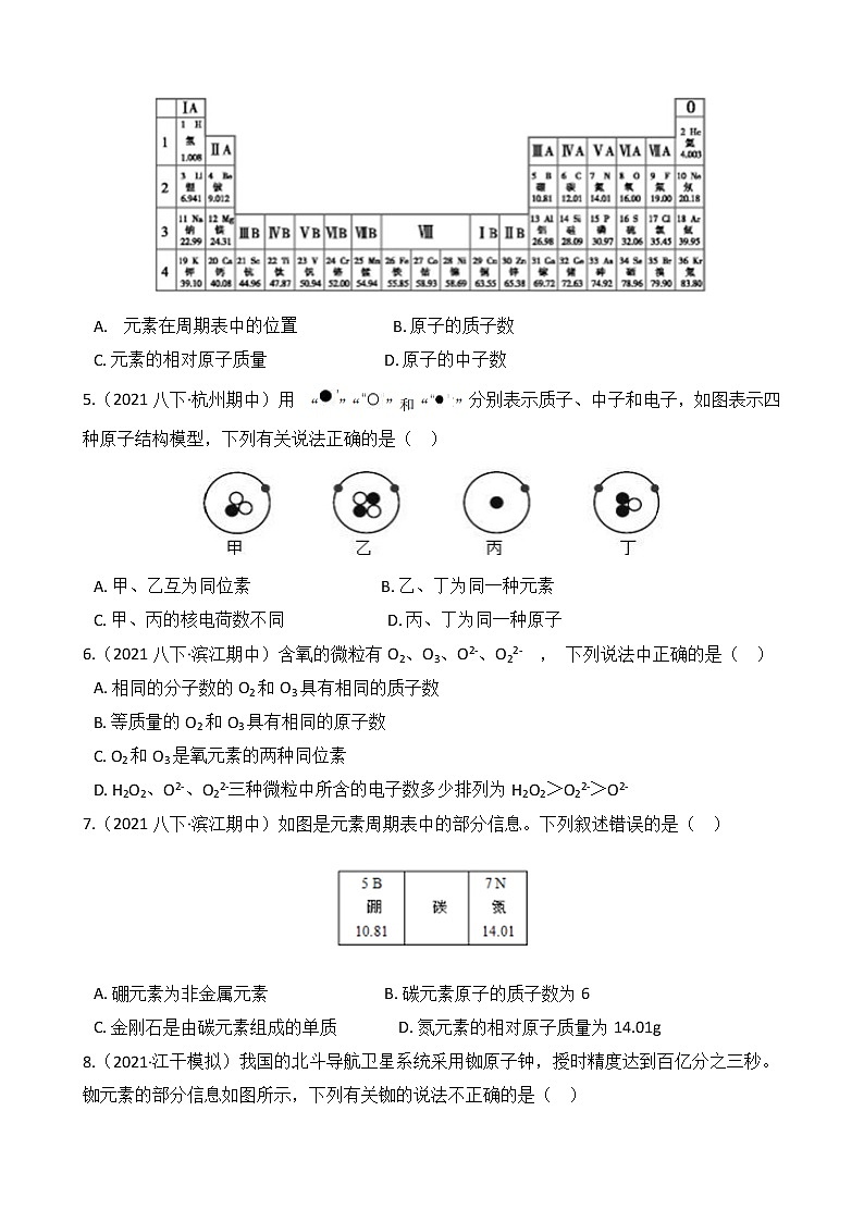 第61讲 元素(学生版) 备战2022 浙教版科学 中考高频考点 加强练第2页