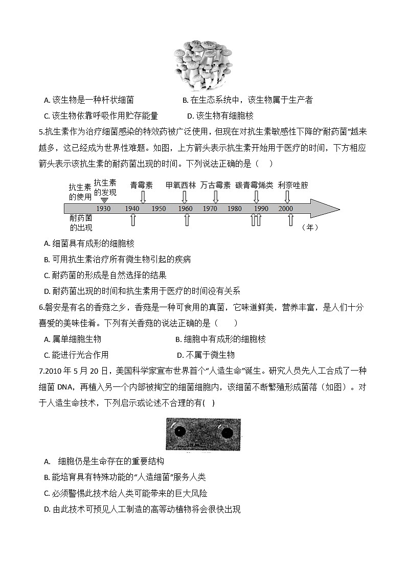 第14讲 细菌和真菌 备战2022 浙教版科学 中考高频考点 加强练第2页