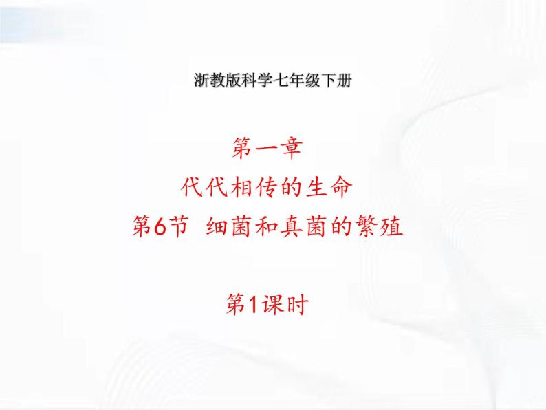 浙教版科学七年级下册 第一章 第六节 细菌和真菌的繁殖 第1课时 课件01