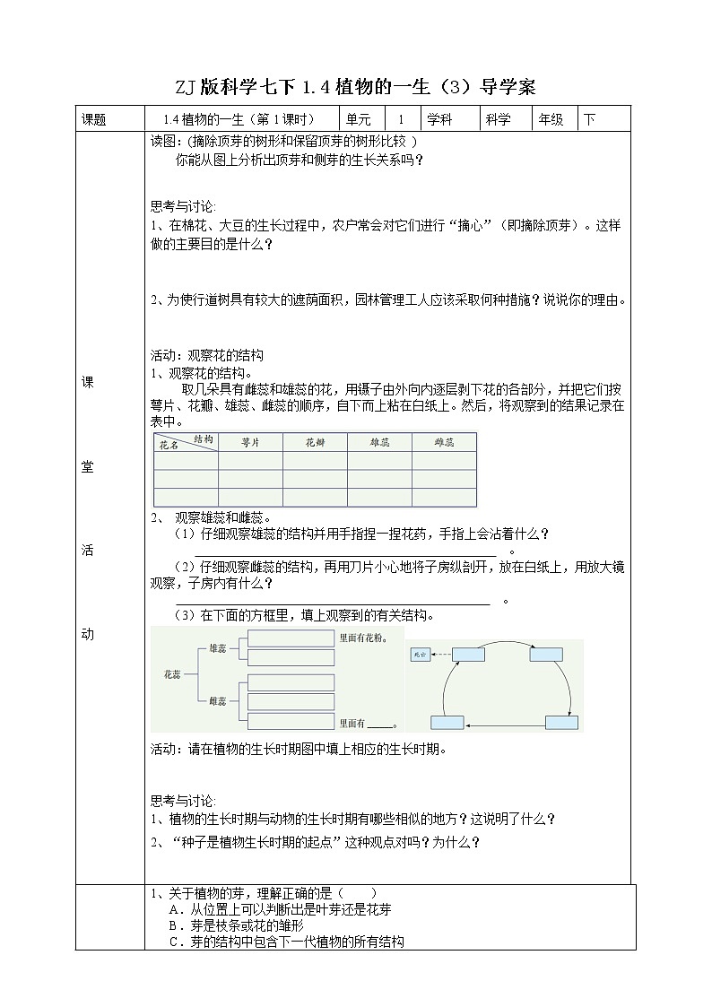 1.4植物的一生 第3课时 (课件+教案+导学案)01