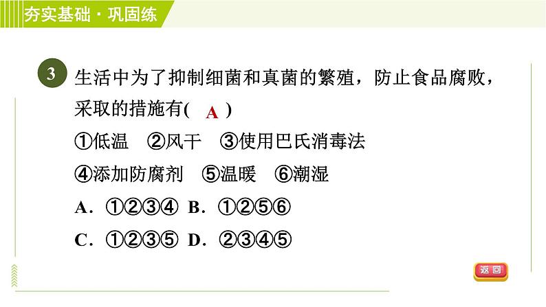 华师版七年级下册科学 第7章 7.4细菌和真菌的繁殖 习题课件07