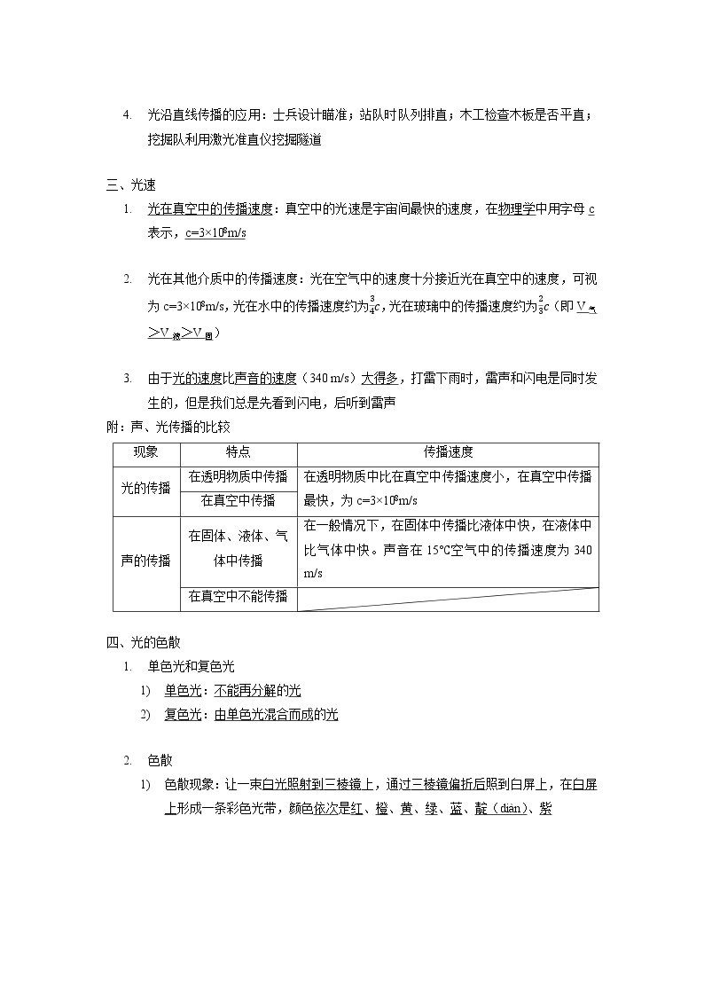 2.4 光和颜色-2020-2021学年科学七年级下册讲练测（浙教版）02