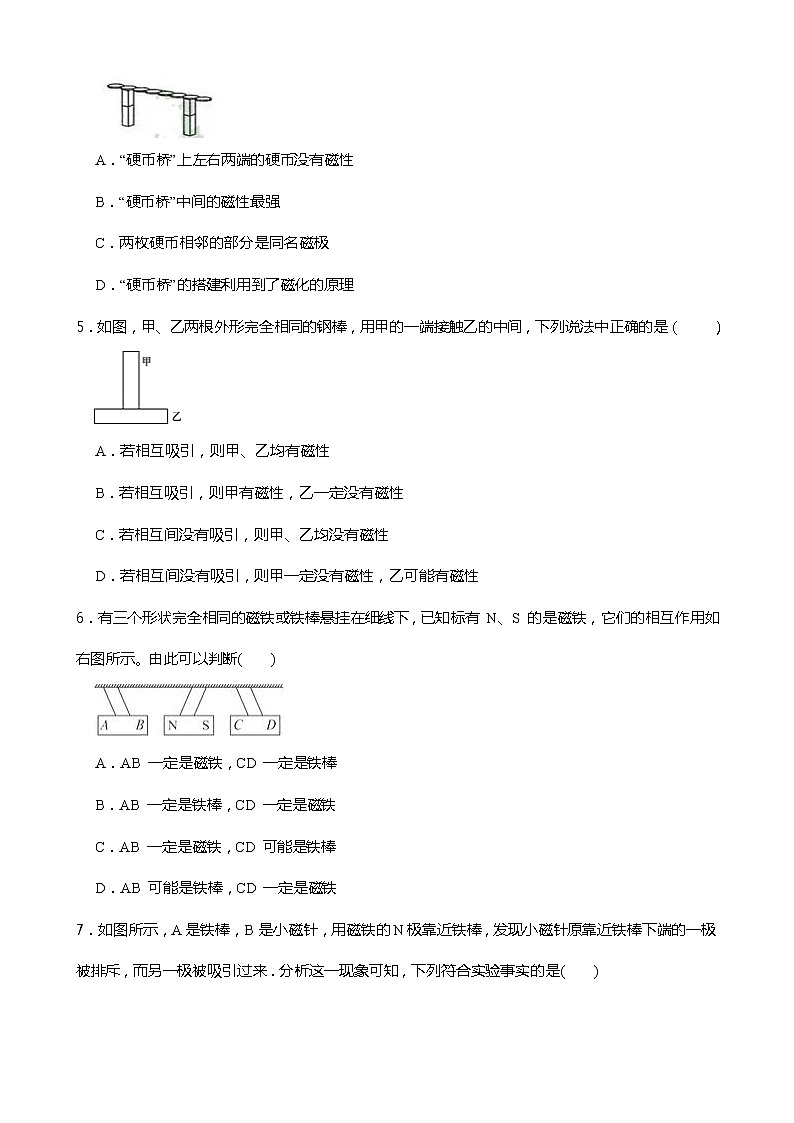 2021----2022学年度浙教版科学八年级下册 1.1.1 指南针为什么能指方向——磁体和磁极练习题02