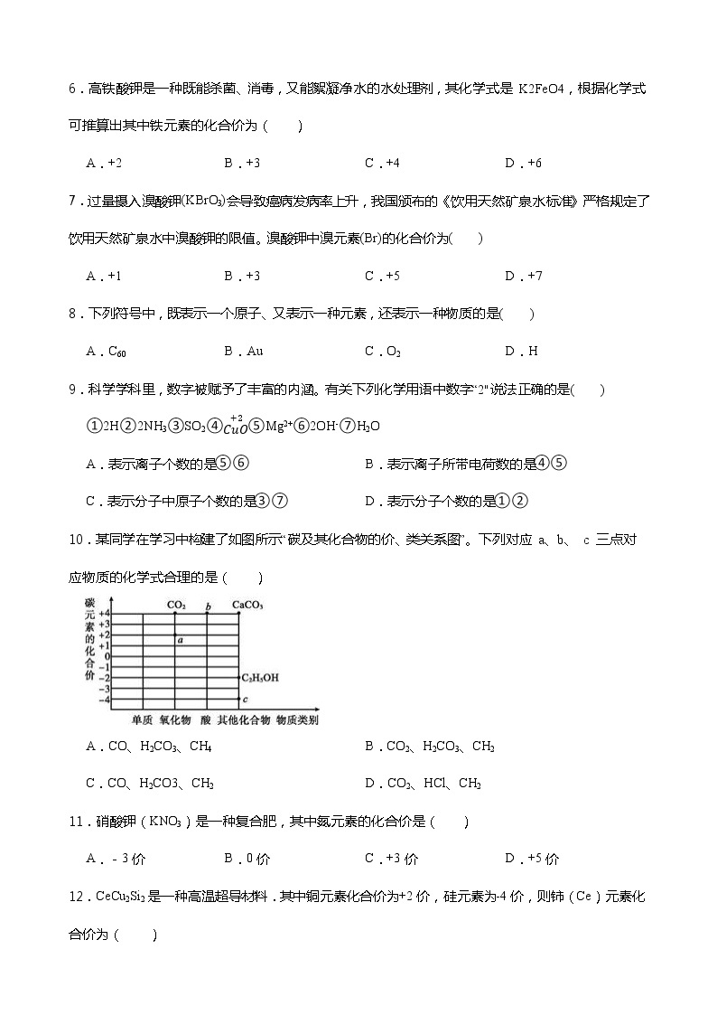 2021-2022学年度浙教版科学八年级下册 2.6表示物质的符号同步练习02