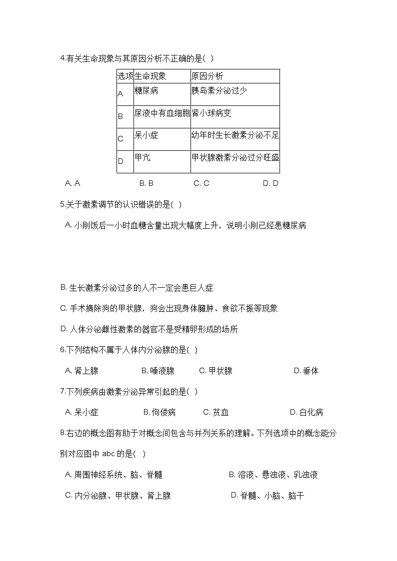 7.3 人体生命活动的激素调节 同步自测02