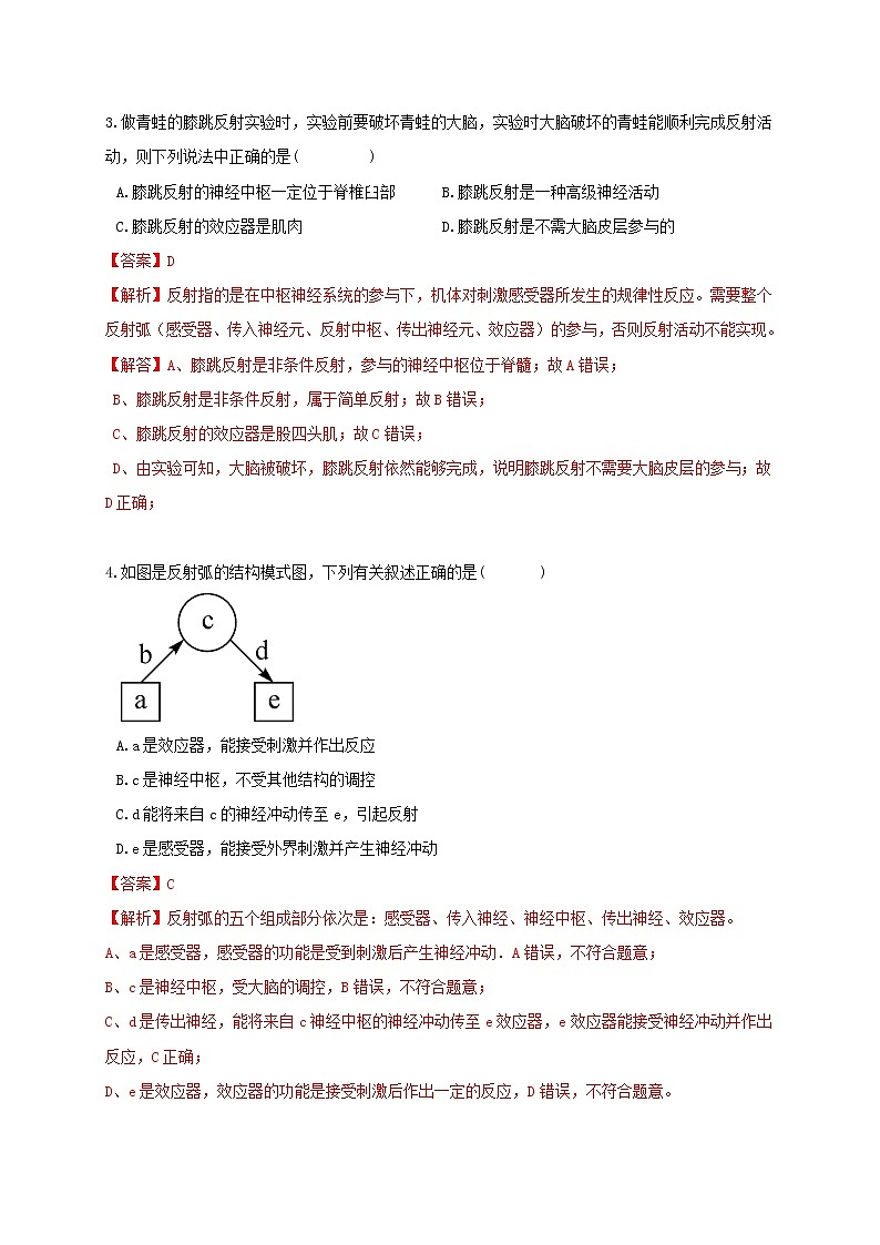 3.3 神經(jīng)調(diào)節(jié)-重難點(diǎn)優(yōu)化與提高(解析卷)第3頁(yè)