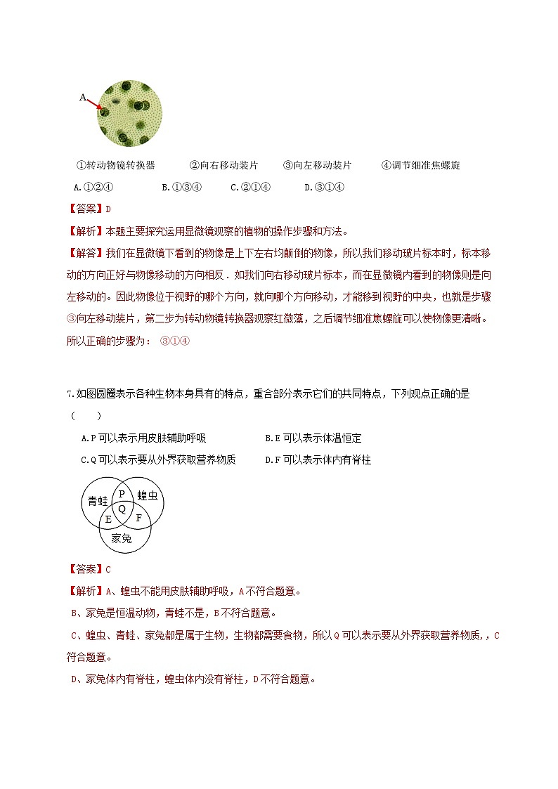 浙教版科學(xué) 七上 第二章 觀察生物 培優(yōu)單元測(cè)試卷(解析卷)第3頁(yè)