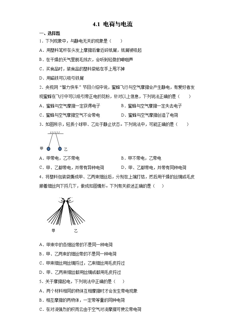 4.1 电荷与电流-八年级科学上册 同步教学课件+练习(浙教版)01