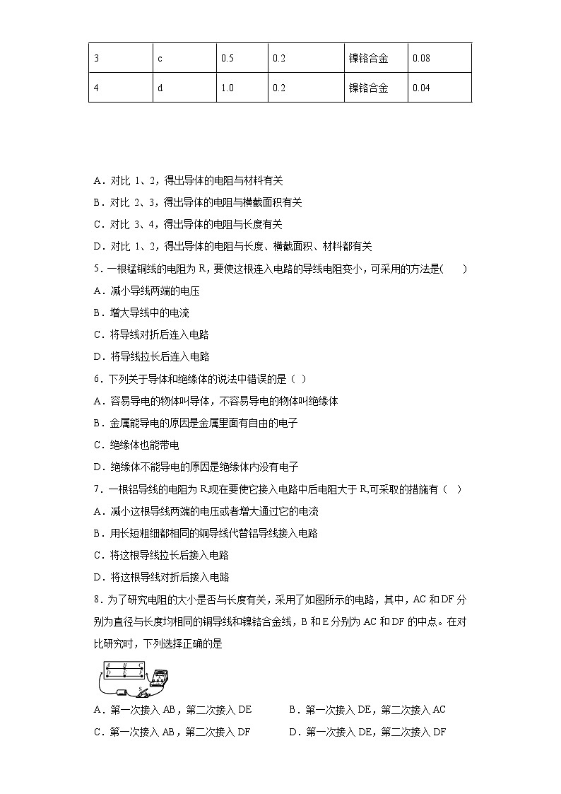 4.3 物質(zhì)的導(dǎo)電性與電阻  （練習(xí)）第2頁