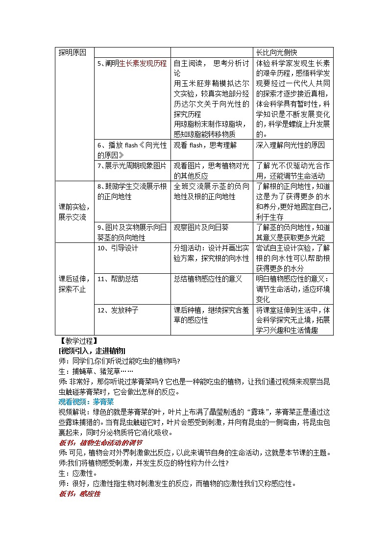 华师大版八年级下册科学 7.5植物生命活动的调节 教案第2页