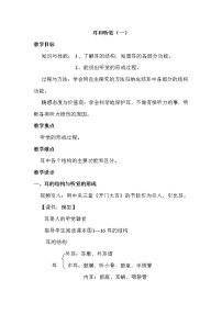 科學(xué)第2章 對環(huán)境的察覺第3節(jié) 耳和聽覺教案設(shè)計(jì)