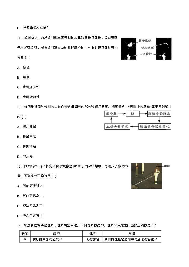 2022年浙江省温州市中考真题科学卷及答案（文字版）03