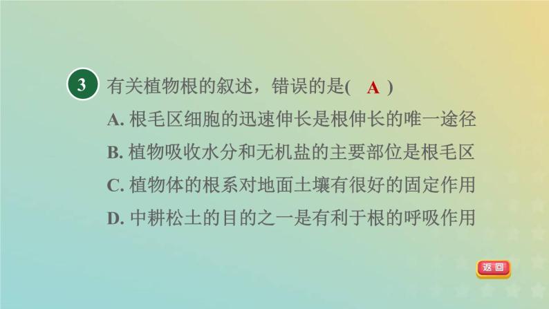 浙教版八年级科学下册第4章植物与土壤第3节植物的根与物质吸收第1课时植物的根系根的吸水和失水习题课件05