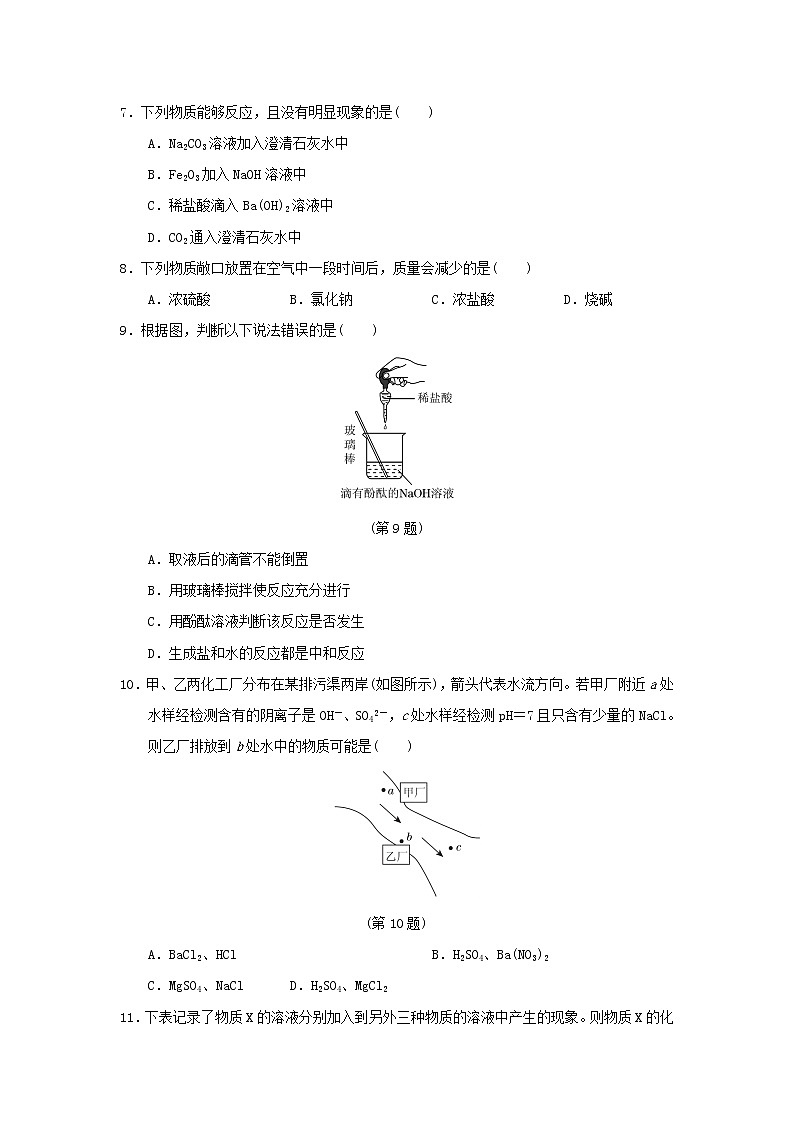 浙教版九年级科学上册第1章物质及其变化达标检测卷含答案02