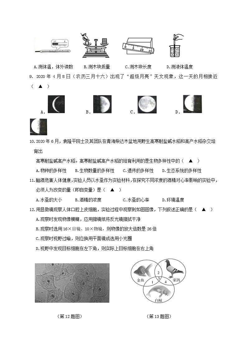 华师大科学七年级上册 期末试卷2第2页