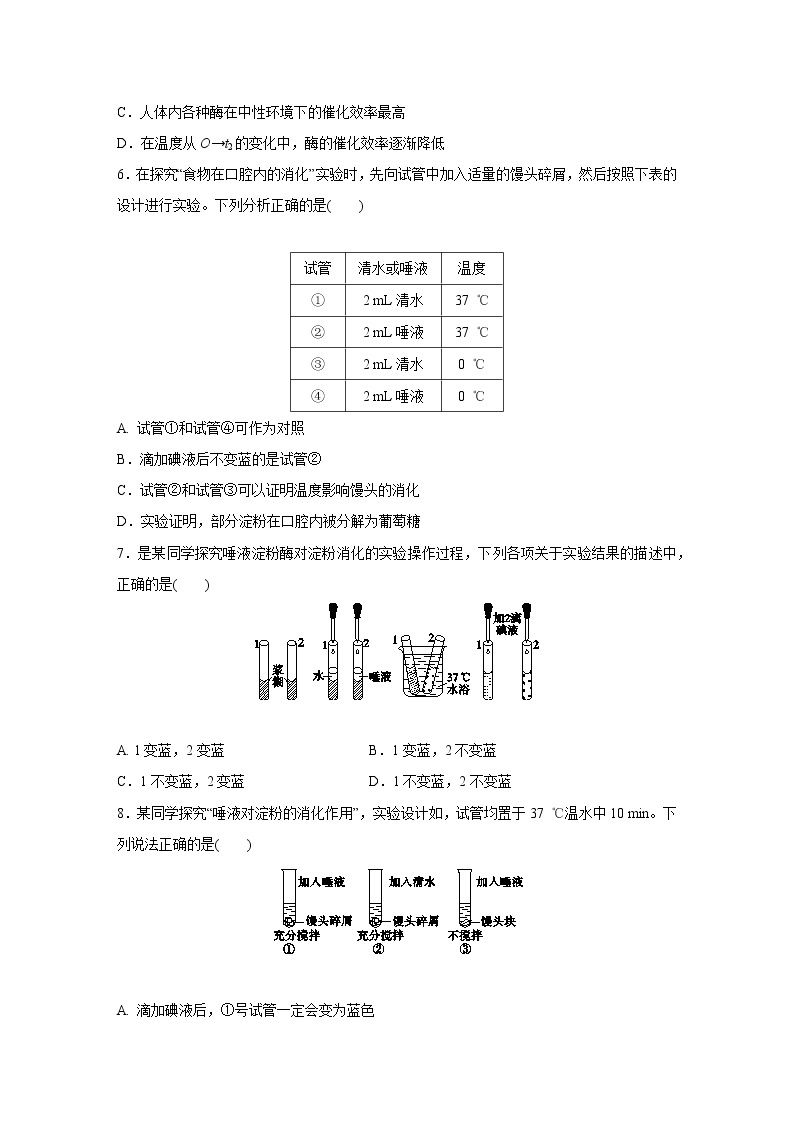 浙教版科学九年级上册同步提优训练：4.2   食物的消化与吸收   第3课时（含解析）03