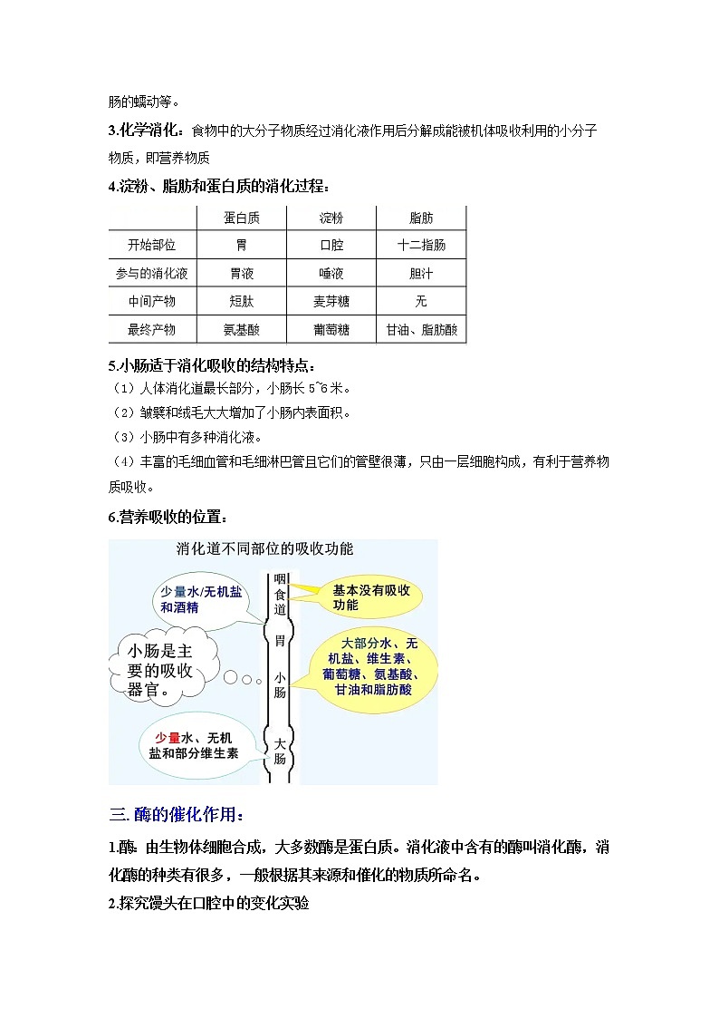 3.2食物的消化與吸收（講義）（原卷版）第3頁
