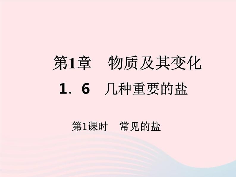 2022—2023学年新版浙教版九年级科学上册第1章物质及其变化1.6几种重要的盐(课件+提优手册)01