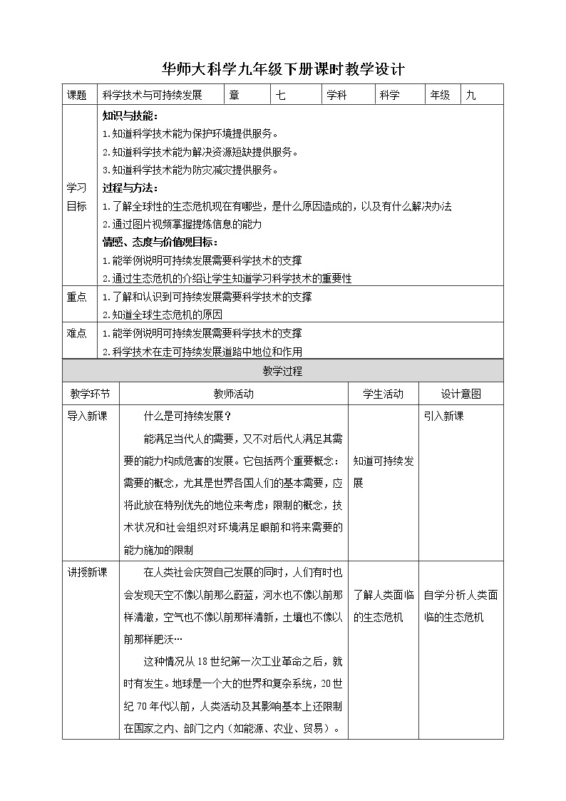 7.4《科学技术与可持续发展》（课件+教案+导学案）01