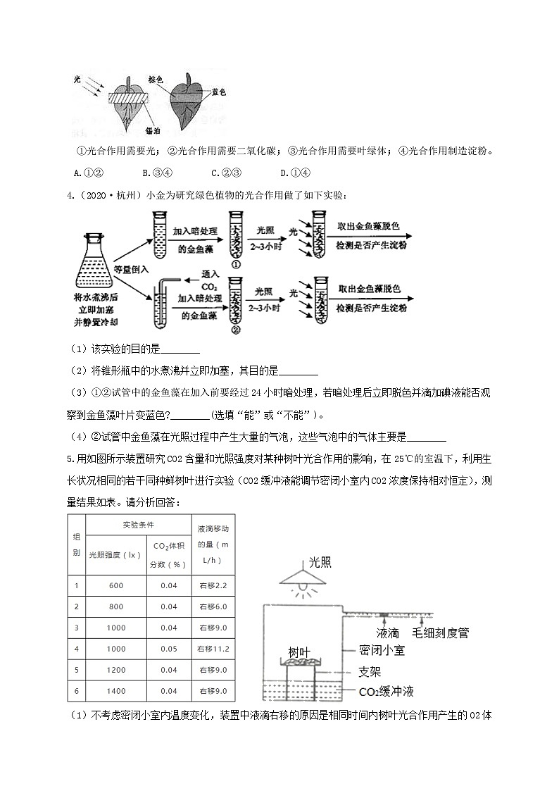 八下尖子生培優(yōu) 八下3.6 光合作用(原題)第2頁