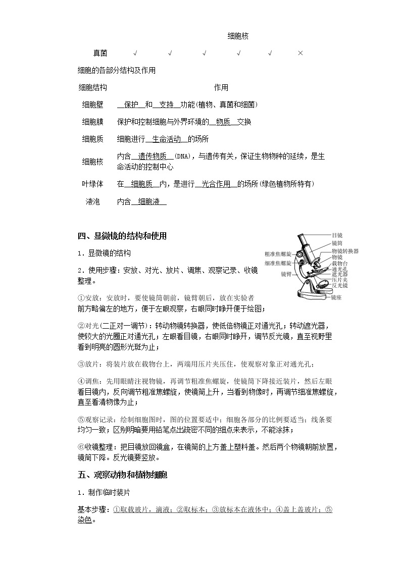 备战2023年中考科学二轮专题导练  考点09 生命体结构层次02