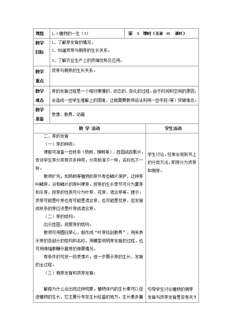 1.4 植物的一生（教案设计）01