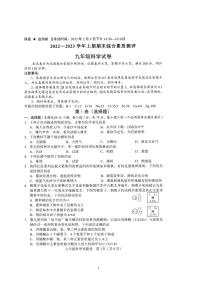 四川省绵阳市2022—2023学年上学期九年级期末考试科学试题