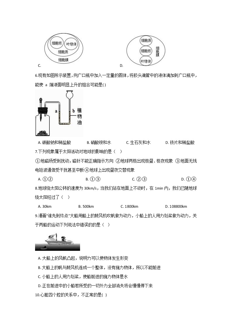 每日必刷题 22—浙教版中考科学考前复习02