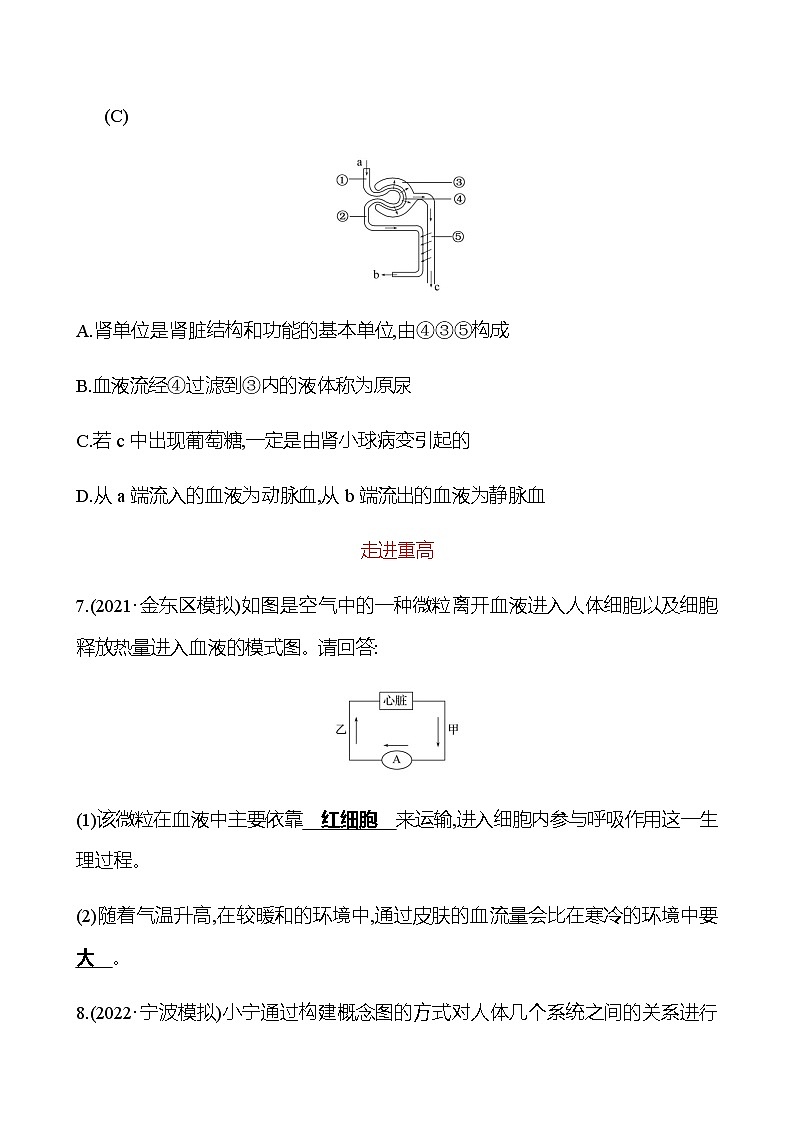 备战2023 初中科学 一轮复习 第7讲 人体的物质和能量转换(2) 提分作业(教师版)第3页