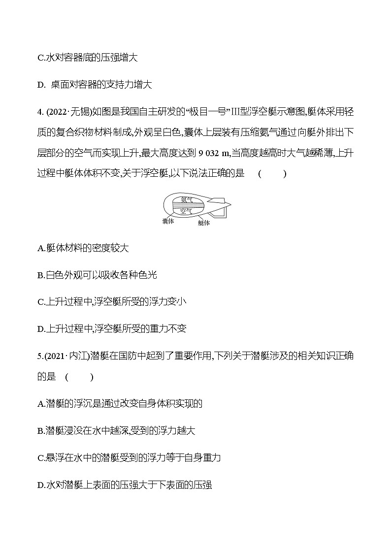 备战2023 初中科学 一轮复习 第19讲 浮力 提分作业(学生版)第2页