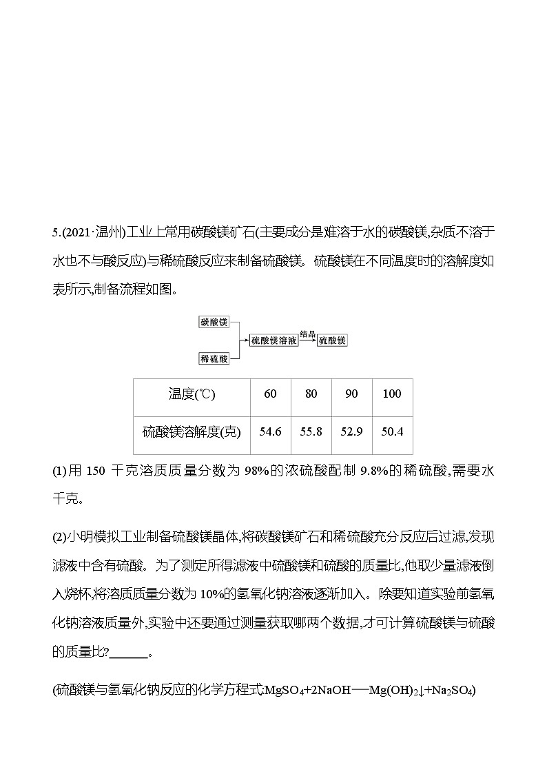 2023年浙江省初中科学 一轮复习 第54讲 化学计算专题 提分作业03
