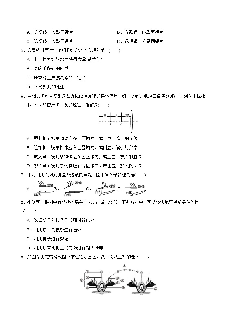 2022-2023年浙教版科学七年级下册专题复习精讲精练：专题12 期中考试模拟测试（一）02