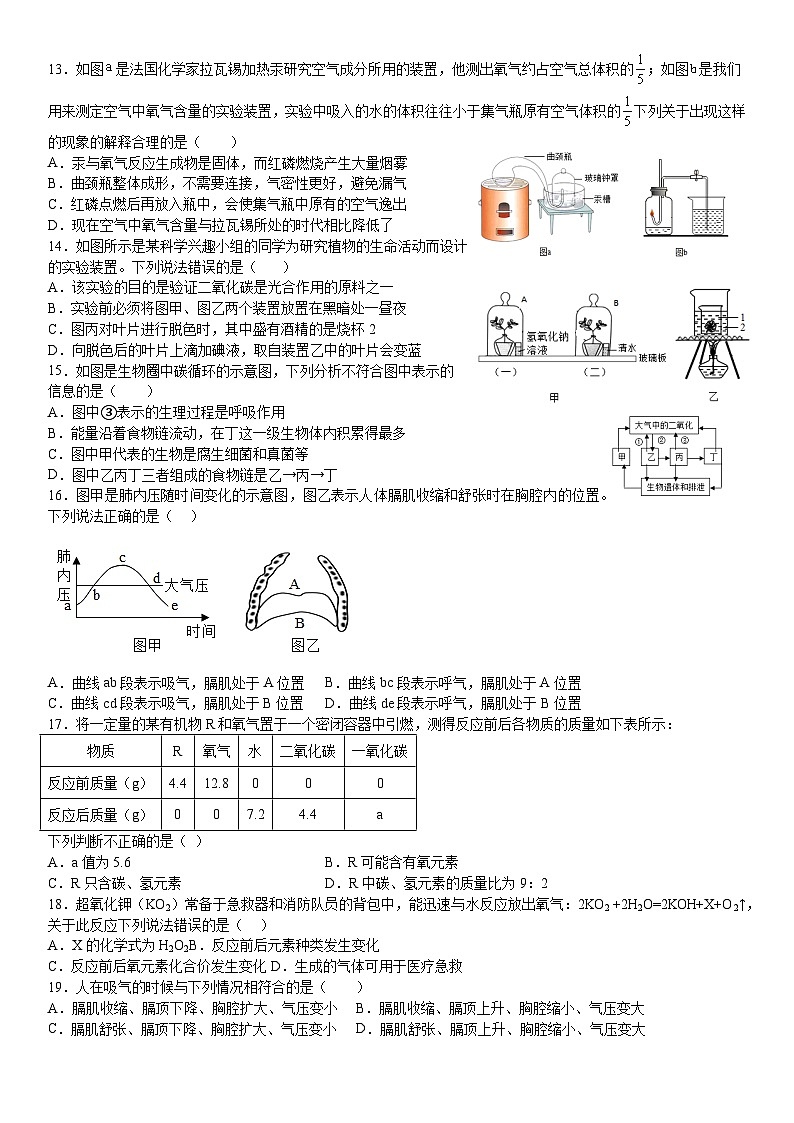 八下科学第三单元空气和生命练习第3页