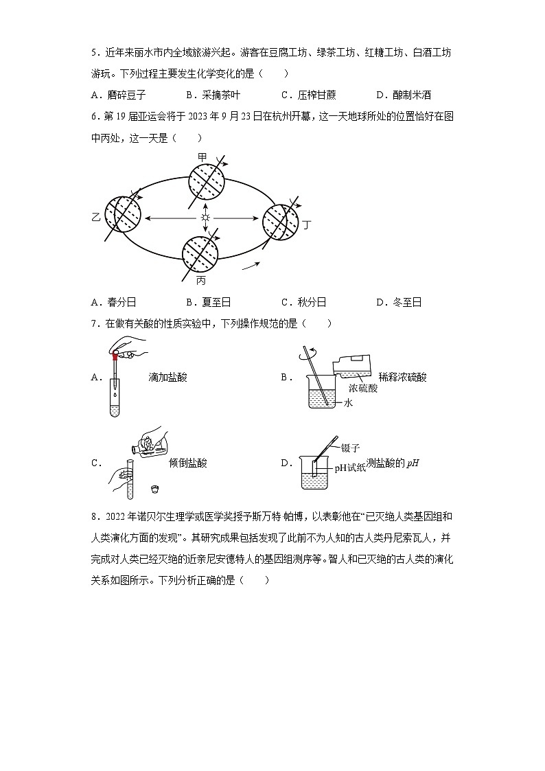 2023年浙江省丽水市中考科学真题(含解析)第2页